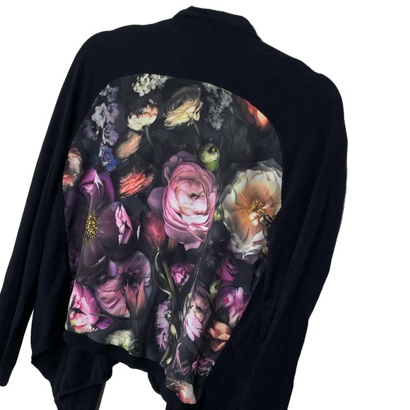 Ted Baker Sweaters - Ted Baker Black with Floral Open Front Cardigan Sweater sz. 1 (Small) #AN
